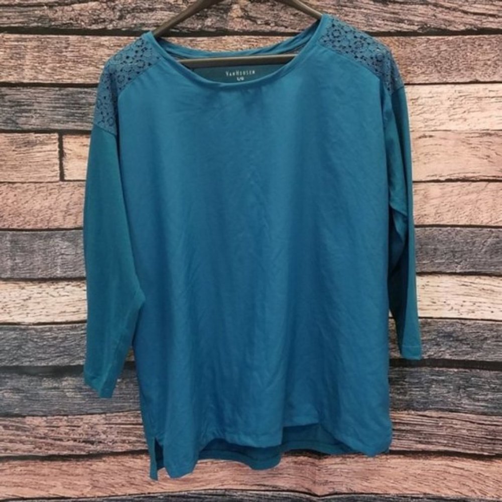 Lace Shoulder Aqua Top